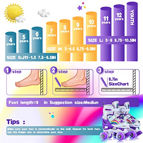Shdsl Girls Roller Skates For Kids Beginners 4 Size Adjustable Roller Skates thumb #4
