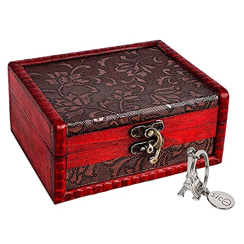 XJF Tresaure Box, 5.6" Tarot Box, Wooden Decorative Box for Trinkets, Tarot Card Box for Classroom, Wood Box, Vintage Jewelry Box, Treasure Chest for Kids,Gifts and Home Decoration