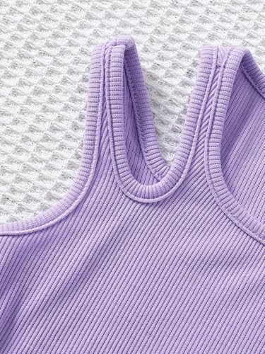 Image of OYOANGLE Toddler Girl's 4 Pack Ribbed Knit Crop Tank Tops Set One Shoulder Summer Camisole