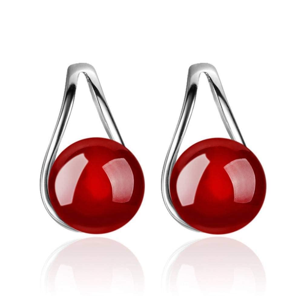Orecchini da Donna, Orecchini a Bottone Elegante semplicità 925 Sterling Strass Orecchini a Bottone da Donna Gioielli Allergia Regalo di Compleanno Femminile/Rosso,Donna