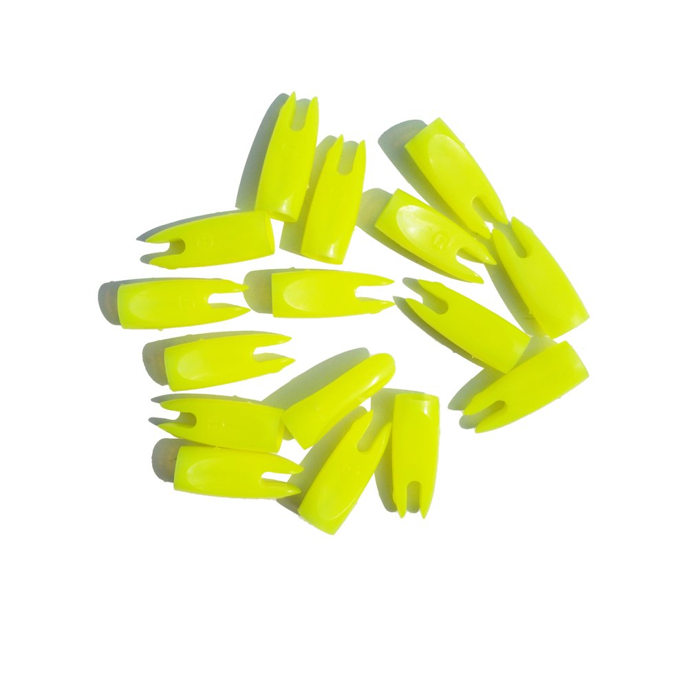 SHARROW 50pcs Archery Arrow Nocks 1/4 9/32 Inch Replacement Nock for Bamboo Wooden Arrows Outdoor Hunting (Yellow, 9/32)