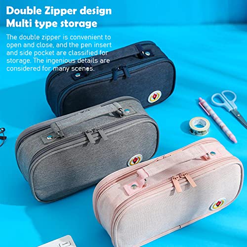 Image of Party Propz Grey Pencil Pouch for Boys -Large Capacity Pencil Pouches for Stationary | Aesthetic Pencil Case for College Students | School Pouch for Girls Stylish | Cute Pen Pouch for Girls Korean Bag