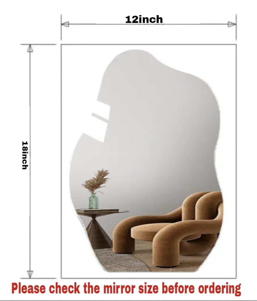 Image of 12x18 Asymmetrical - Stylish Irregular Mirror for Small Spaces, Vanity, and Entryway