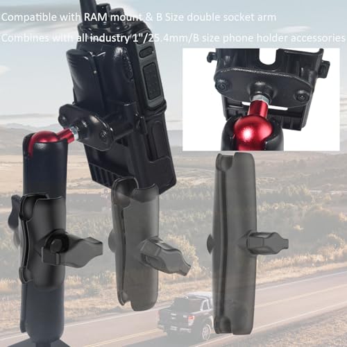 Image of HYS Walkie Talkie with Belt Clip Radio Holder Mount with 1 inch Ball Mount, Secure Radio Holder for Baofeng Motorola Scanner BC75XLT BCD325P2 Two-Way Radio