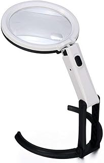 FJYDBTWJ Lupa, luminária de mesa dobrável, lupa educativa para hobby, 30 vezes com plugue de carregador, suporte para leitura com luzes LED