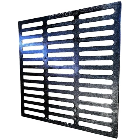 Ductile Iron Drain Cover, Fepinc 27.5x27.5 Outdoor Square Black Drain Grate, B125 Class Channel Grate, Durable Heavy Duty Sewer Grate for Concrete Floor (True Size 70cmx70cm) Cover
