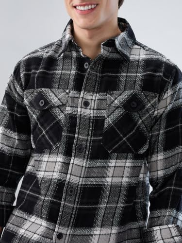Image of VASTRADO Premium Emerald Black Checks Twin Pocket Flannel Shirt