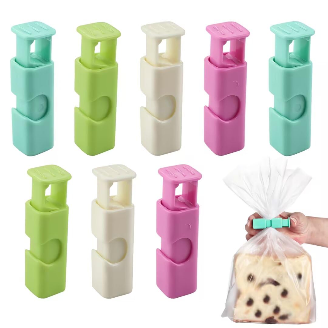 Glanzend Bag Clips,Bread Clip Plastic,8Pcs Sealingclips for Food Bags,Squeeze and Lock Bread Clips for Food Storage,Bag Closure Clip,For Sealing and Storing food,Snacks,Handy,Reusable,Secure