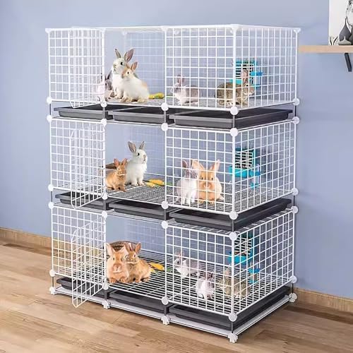 Rabbit Cage Indoor, Multi-Layer Breeding Cage for Small Animals, Metal Construction with Easy Clean Tray, Large Indoor Rabbit Hutch
