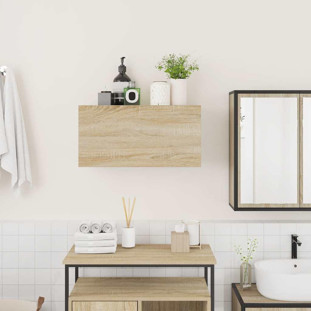 Tomostar Armoire Murale de Salle de Bain, Meuble Haut Salle de Bain Armoire de Toilette Suspendu chêne Sonoma 60x25x30 cm Bois ingénierie