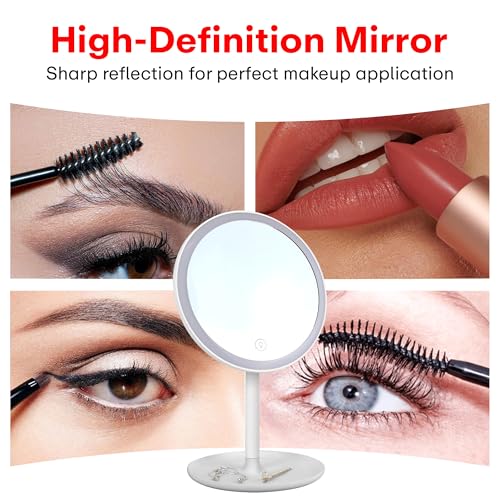 Image of Prime Pick Beauty Pro Makeup Mirror 360 Degree Rotating Mirror Non LED Portable Lightweight Travel Makeup Mirror for Daily Use Dressing Table Vanity White Pack of 1
