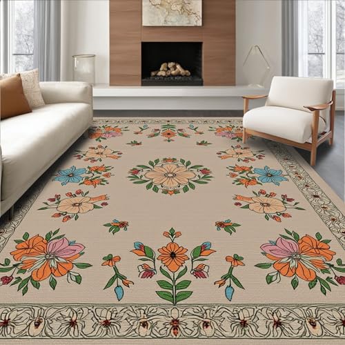 ODIKA Flatwoven High Traffic Area Rug 3x5, Vintage Woodland Creatures