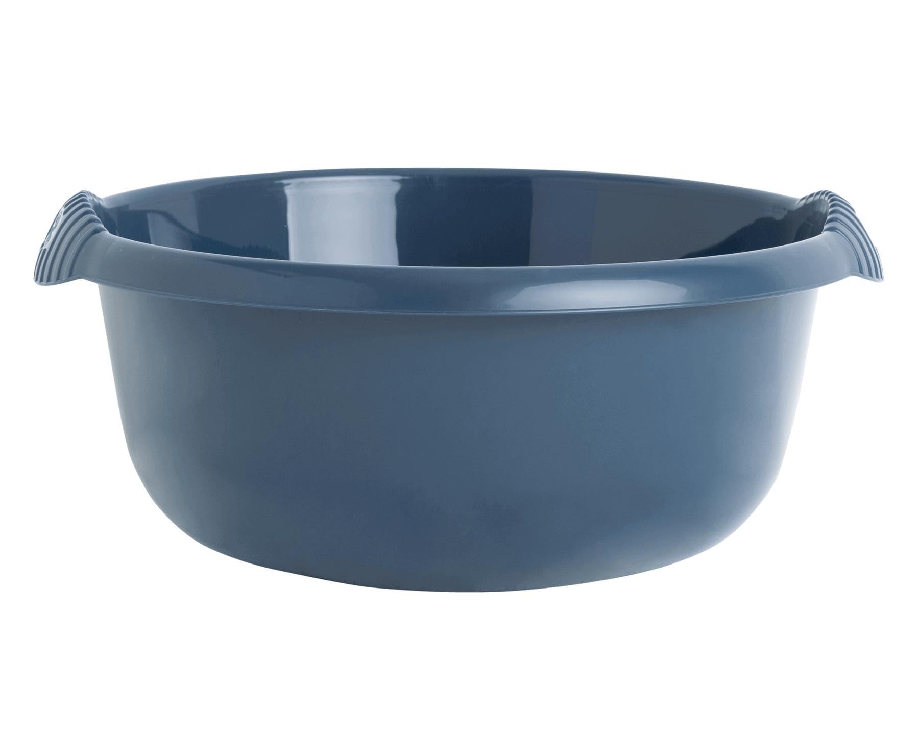 Plastic Washing up Bowl 28cm Round Basin Bowls with Moulded Handles Navy Multi-Purpose Mixing Bowls Kitchen Vegetable Washing Bowls Sink Tidy Organizers