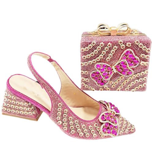 Chaussures à talons hauts fuchsia pointure 43.5 avec pochette de soirée graffiti