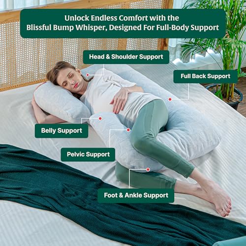 Image of The White Willow Pregnancy Pillow for Pregnant Women-Maternity Pillow for Pregnancy Sleeping-C Shape Pillow for Sleeping-Pregnancy Pillow for Women-Belly Support Pillow-Gift for Expectant Mother-Blue