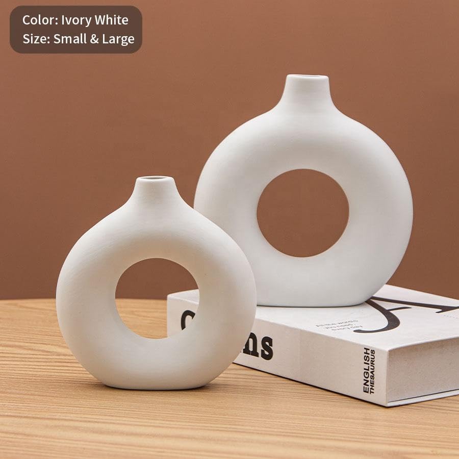 Image of Minimalist Ceramic Donut VASES (6 inches Dia) | Single Pc.