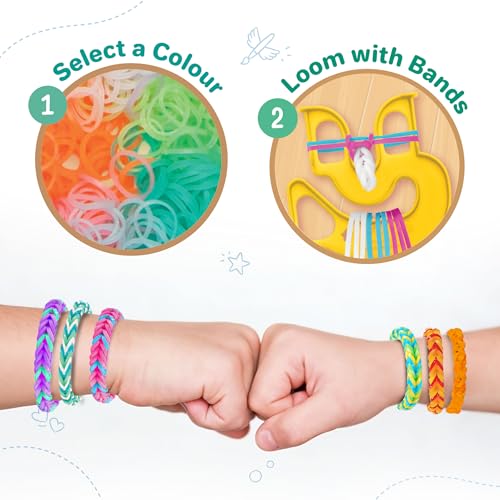 Image of Imagimake Happy Loom Kit |Bracelet Making kit with 600+ Colourful Bands, Loom Tool | DIY Art & Craft Kit | Return Gift for Girls Age 7+