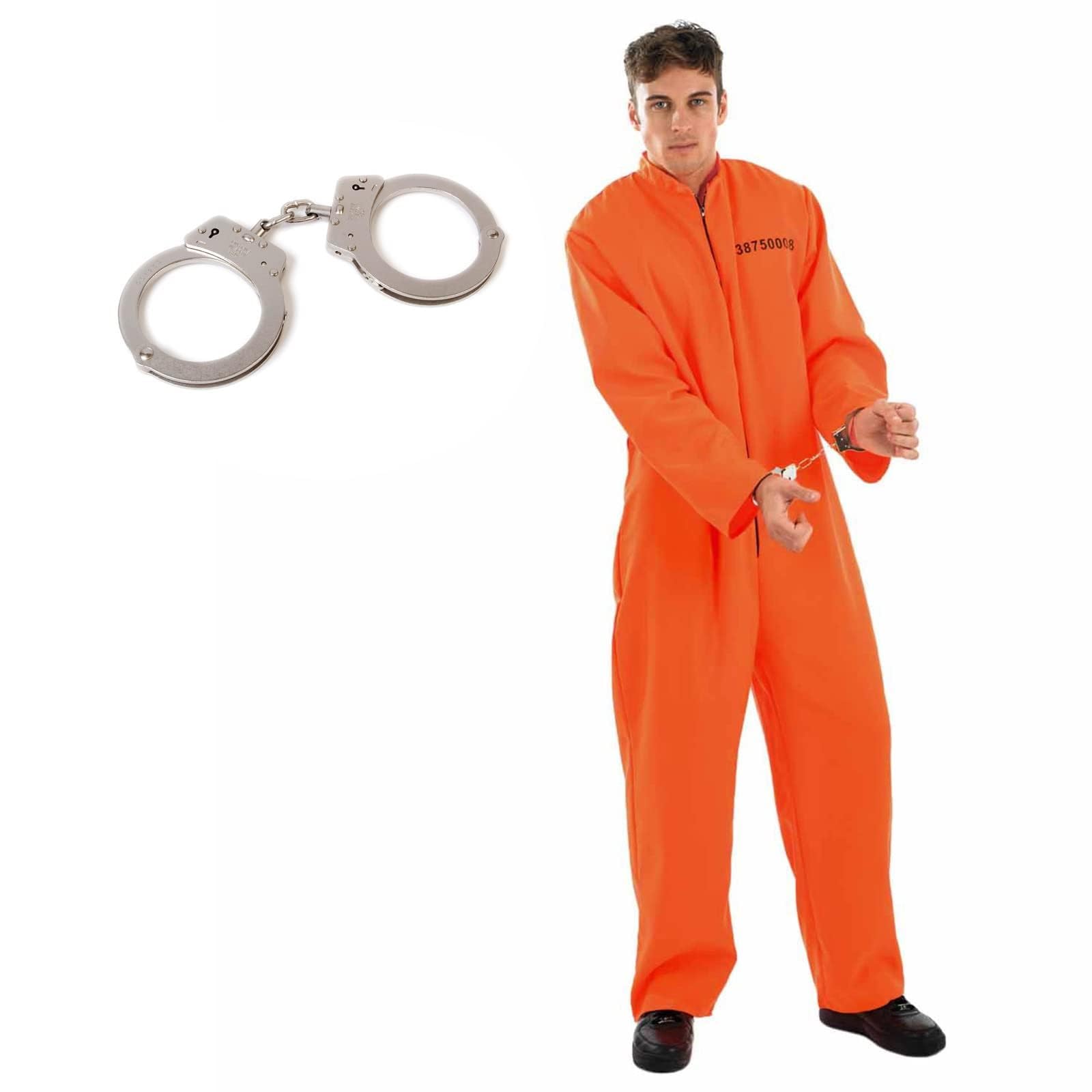 Fun Shack Men's Prisoner Costume, Orange Jail Inmate Jumpsuit, Adult Prison Outfit, Halloween Costumes for Men