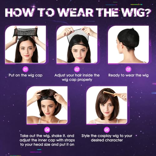 Image of S-noilite Zoey Black Blue Anime Wig with Space Buns and Bangs for Halloween
