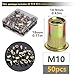 M10 Rivet Nuts, 50PCS Metric Rivet Nuts, Freely Selectable (M12/M10/M8/M6/M5/M4/M3), Suitable for Furniture, Decoration, Automotive, Marine and Industrial Applications