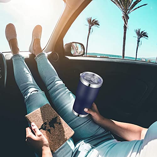 Image of VEGOND 20oz Tumbler Stainless Steel Tumbler Cup with Lid And Straw Vacuum Insulated Double Wall Travel Coffee Mug(Navy Blue 6 Pack)