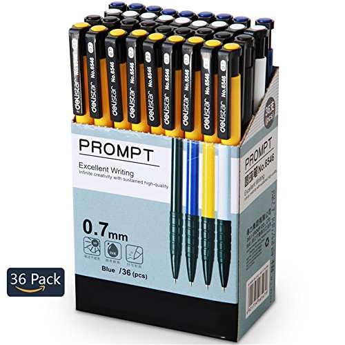 Lote de bolígrafos de tinta azul Newdoer, punta de 0,7 mm para escritura fluida, flujo de tinta regulado para escribir sin esfuerzo; pack de 36