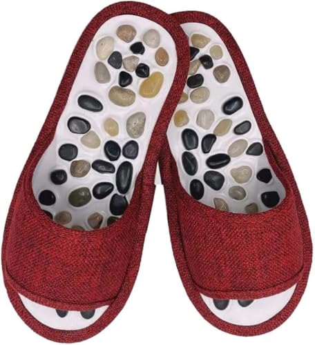 [REENEW] 健康サンダル 天然石 足つぼ スリッパ 足裏 刺激 指圧 超強力 マッサージ 健康スリッパ 足つぼ サンダル 強力刺激 痛気持ち良い マッサージ 健康 スリッパ 天然石 室内 卵石 足の裏ツボ保健マッサージ靴 日常生活用スリッパ (レッド,23.0CM - 23.5CM)のサムネイル