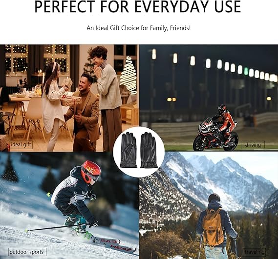 Image of TLN Genuine Leather Gloves for Men | Premium Soft Driving, Biking & Winter Gloves, Warm, Stylish & Durable Hand Gloves for Outdoor & Daily Use