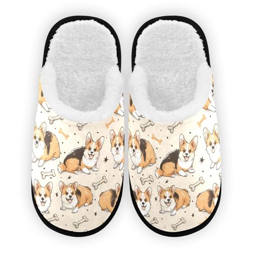 Bone Star Slippers For Women Men Soft Memory Foam Non-Slip Animal Winter Indoor House Shoes Travel Slipper