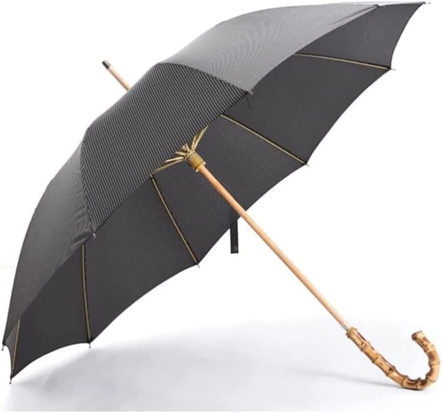 Windproof Travel Umbrella Golf Umbrella 10 Bones Windproof Stick Umbrella Bamboo Handle Retro Gentleman Manual Canopy Vented Umbrella Stand up to Snow Storm