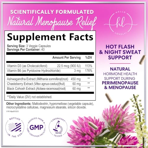 Image of Menopause Supplements for Women - Complete Hot Flash Night Sweats & Menopause Relief Pills, Probiotics with Dong Quai & Black Cohosh for Vaginal, Digestive Support - 120 Capsules