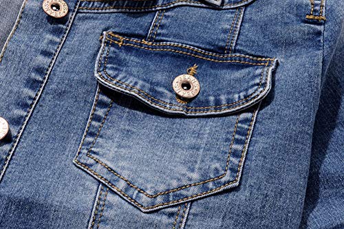 Women Short Sleeve Denim Jacket Button Down Shawl Stretch Denim Jean Jacket4