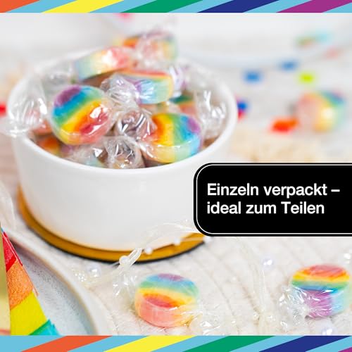 FOOD crew Regenbogen Rocks Bonbons 500g - Bunte Regenbogen Süßigkeiten - Vegan mit Natürlichen Aroma & Farbstoffe - Ideal für Candy Bar Kindergeburtstag Einschulung oder Tischdeko Regenbogen
