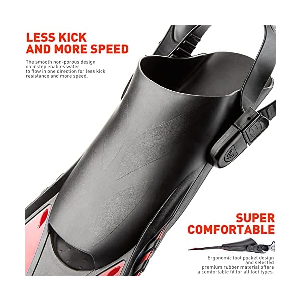 CAPAS Snorkel Fins, Swim Fins Travel Size Short Adjustable for Snorkeling Diving Adult Men Women Kids Open Heel Swimming Flippers - Image 5