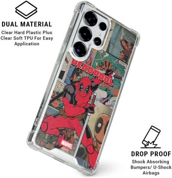 Skinit Clear Phone Case Compatible with Galaxy S25 Ultra - Officially Licensed Marvel Deadpool Deadpool Collage Design