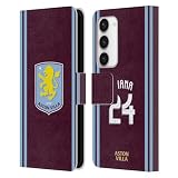 Head Case Designs Officially Licensed Aston Villa Football Club Amadou Onana 2024/25 Crest Player Kit Leather Book Wallet Case Cover Compatible with Samsung Galaxy S23 5G