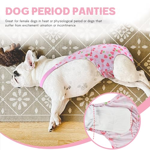 Image of Dog Diaper Suspenders Washable Diapers, Large Female Doggy Period Diapers for Heat, Escape Proof Sanitary Panties with Adjustable Straps, Pet Period Outfit Pee Diaper Onesie Underwear,Pink M