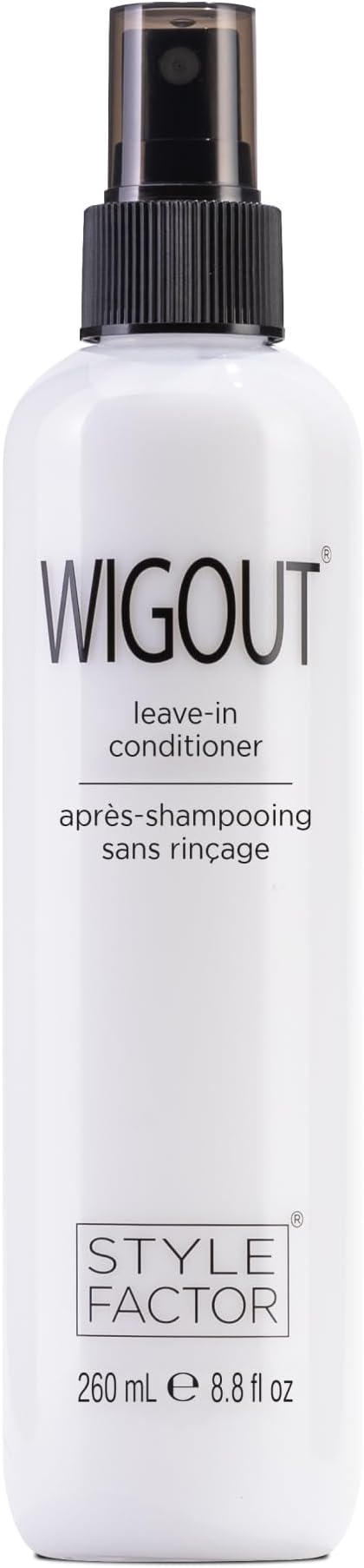 Style Factor WIGOUT Leave-In Conditioner Spray – Lightweight Hydrating & Conditioning Mist Controls Frizz, Adds Shine & Softness For Dry Damaged Hair No-Rinse Formula for All Hair Types - White, 8.8oz