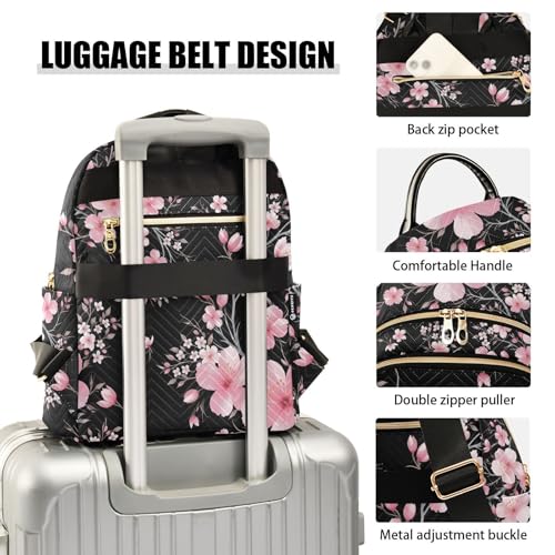 Image of ALAZA Cherry Blossom Sakura Floral Mini Backpack Purse for Women Travel Bag Fashion Daypack Back Pack Shoulder Bag