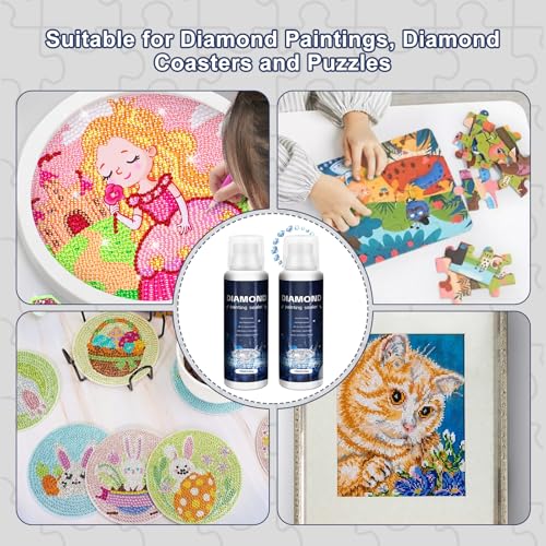 240ML - 2pcs Diamond Painting Versiegelung 120ml, Transparenter Kleber mit Schwammapplikator, 5D Diamant Painting Zubehör zum Glänzender Effekt und Schutz von Daiments