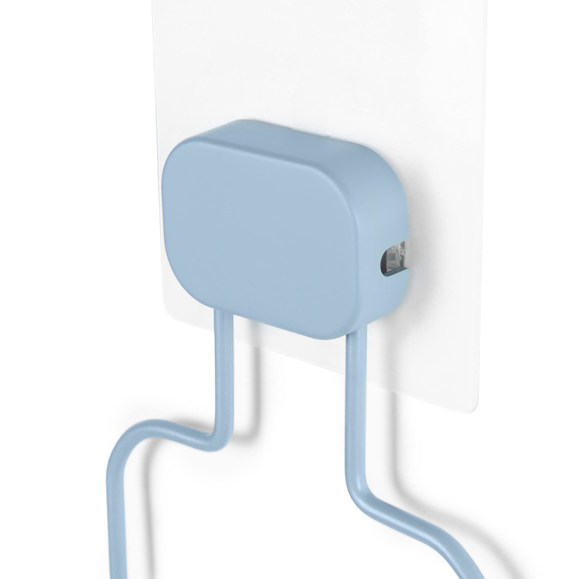 Compactor GRENA Gancio Doppio Autoadesivo M, 10x5x18 cm, Blu, Metallo Verniciato a Polvere