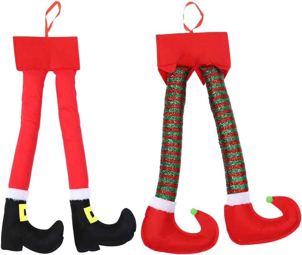 BESTOYARD 2Pcs Christmas Elf Leg Hanging Christmas Tree Toppers Christmas elf Legs