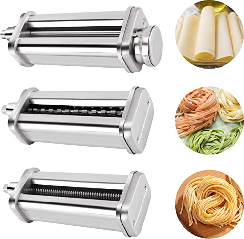 Pasta Attachment for KitchenAid Mixer, Includes Pasta Sheet Roller, Spaghetti Cutter, Fettuccine Cutter,3Pcs Pasta Maker for Kitchenaid Pasta Attachment