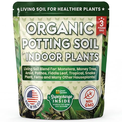 Organic Potting Soil for Indoor Plants. Boost House Plant Growth for Monstera, Fiddle Leaf, Money...