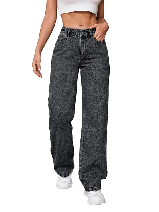 Image of Women High Rise High Waist Stretchable Baggy Oversized Loose Fit Casual Wear Denim Jeans