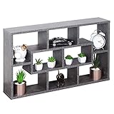 RICOO WM050-BG Wand-Regal 85x48x16 cm Bücher-Regal Beton-Optik Holz kleines Hängeregal Schweberegal