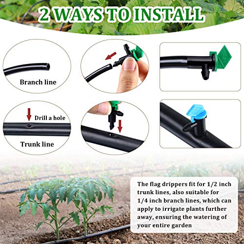 Mudder 60 Pieces Drip Emitter Garden Flag Irrigation Dripper in 3 Sizes