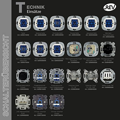 REV Technik, TAE Dose, markenkompatibel mit Busch Jäger, Gira, Jung und Merten, Unterputz, silbern