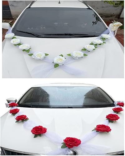 Miniatura 2 de ikasus Decoración de flores de coche de boda, flor de rosa artificial, decoración de coche, decoración de boda, automóvil, cinta de flores para