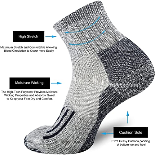 Liuzh 4 Pairs Wool Socks Men Winter Thermal Outdoor Hiking Ski Heavy Cushion Low Cut Socks Set (Color : E, Size : Eu (43-46)) #TOP3
